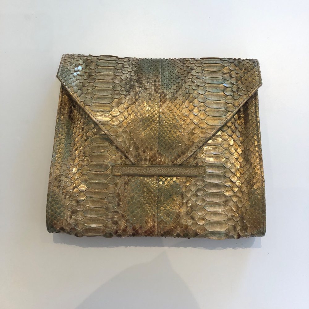 Ry Augusti Python Clutch With Stingray Bar Closur… - image 1